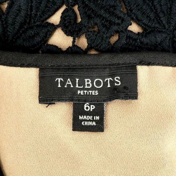 Talbots Top Petites 6P Black Lace Beige Lining Side Zip Blouse Dark Romantic - Picture 3 of 14
